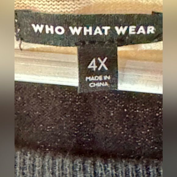 Who What Wear Black and Ivory Stripe Sweater with Frilly Cuffs, 4X - Picture 3 of 4